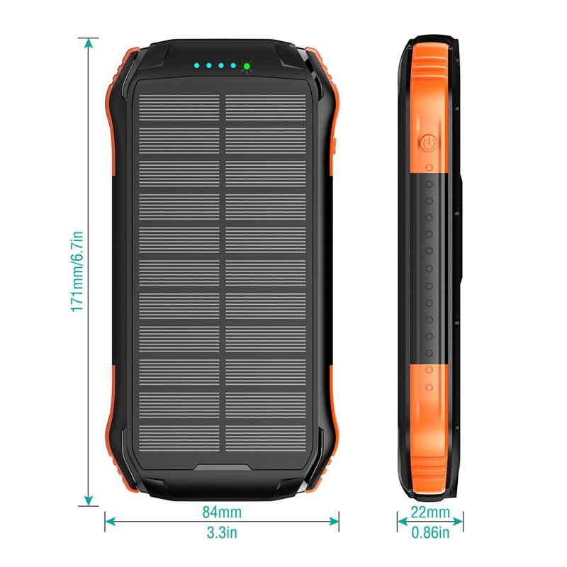 Portable PD22.5W Large Capacity 16000mAh USB Quick Charge Solar Charger Outdoor Solar Panel Power Bank High Lithium Battery