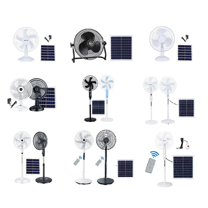 Omsen Factory 18 Inch High Efficiency Height Adjustable Outdoor Solar Fans Home Wide Angle with Battery 50W solar panel