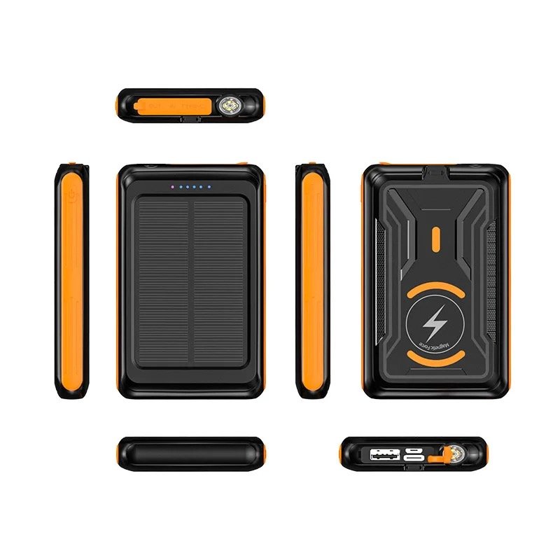 Wireless Solar Power Bank 5000Mah with build in cables for iphone,samsung,huawei phones