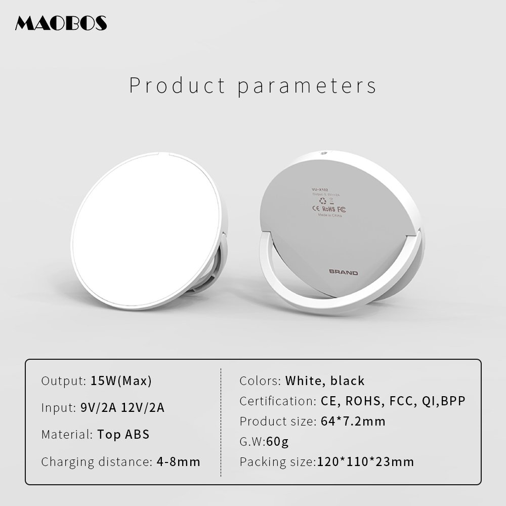 Best selling mini design fast charger wireless charger 15W with USB C input stand wireless charging for mobile phone