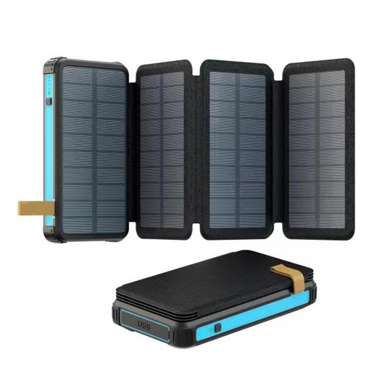 Foldable Solar Phone Charger Power Bank 25Ah Fast Charging for Camping Hiking with LED Torches
