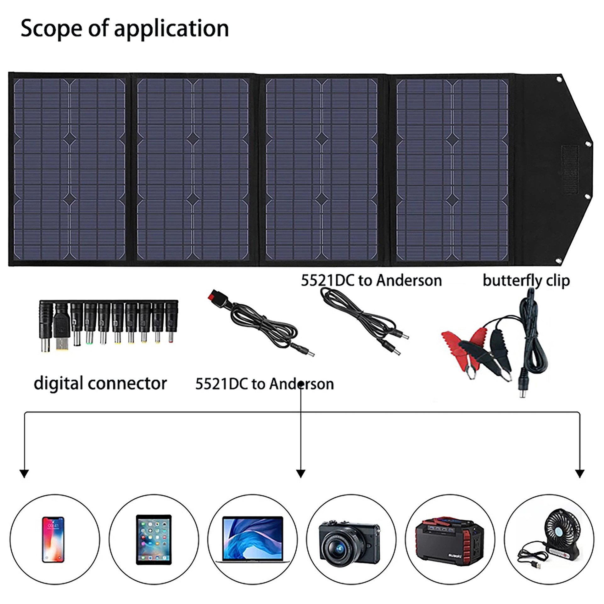 Solar Panel Portable Waterproof Flexible Foldable Solar Panel 120w Solar Panel Solar Charger Camping for Portable Power Station