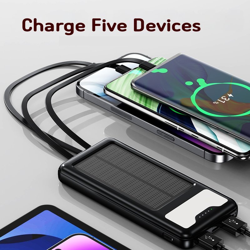 Solar 10000mah Power Bank Pour Telephone Portable Outdoor Emergency Solaire Charging Rugged Power Station