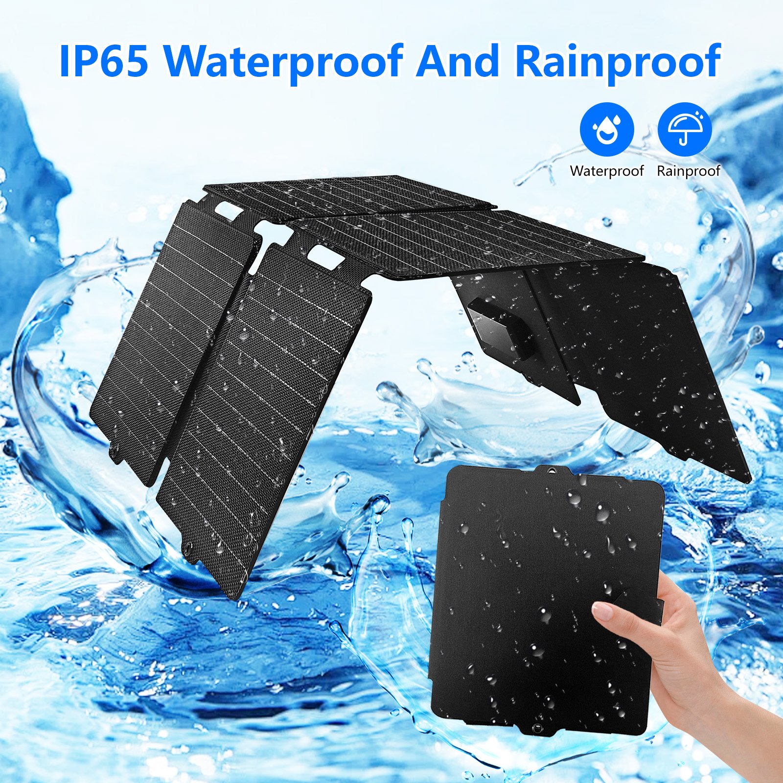 30W Foldable Portable Solar Charger, IP65 Water and Dust Resistance, Ultra-Fast Charging, for Camping, Hiking Solar Panel