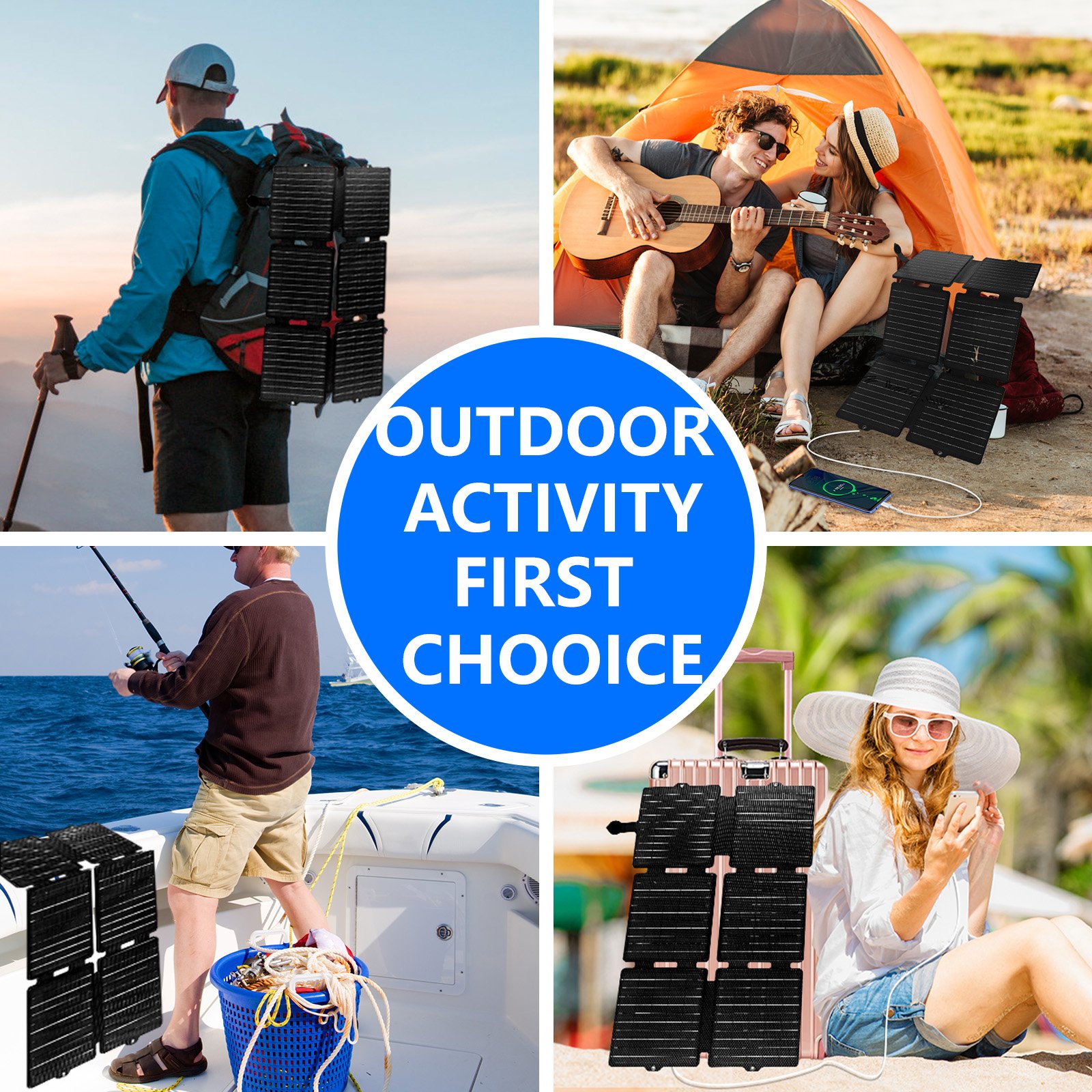 30W Foldable Portable Solar Charger, IP65 Water and Dust Resistance, Ultra-Fast Charging, for Camping, Hiking Solar Panel
