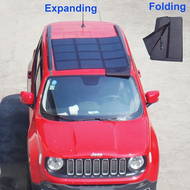 Portable solar charger panel for dome tents, camper trailer, RV battery accumulator