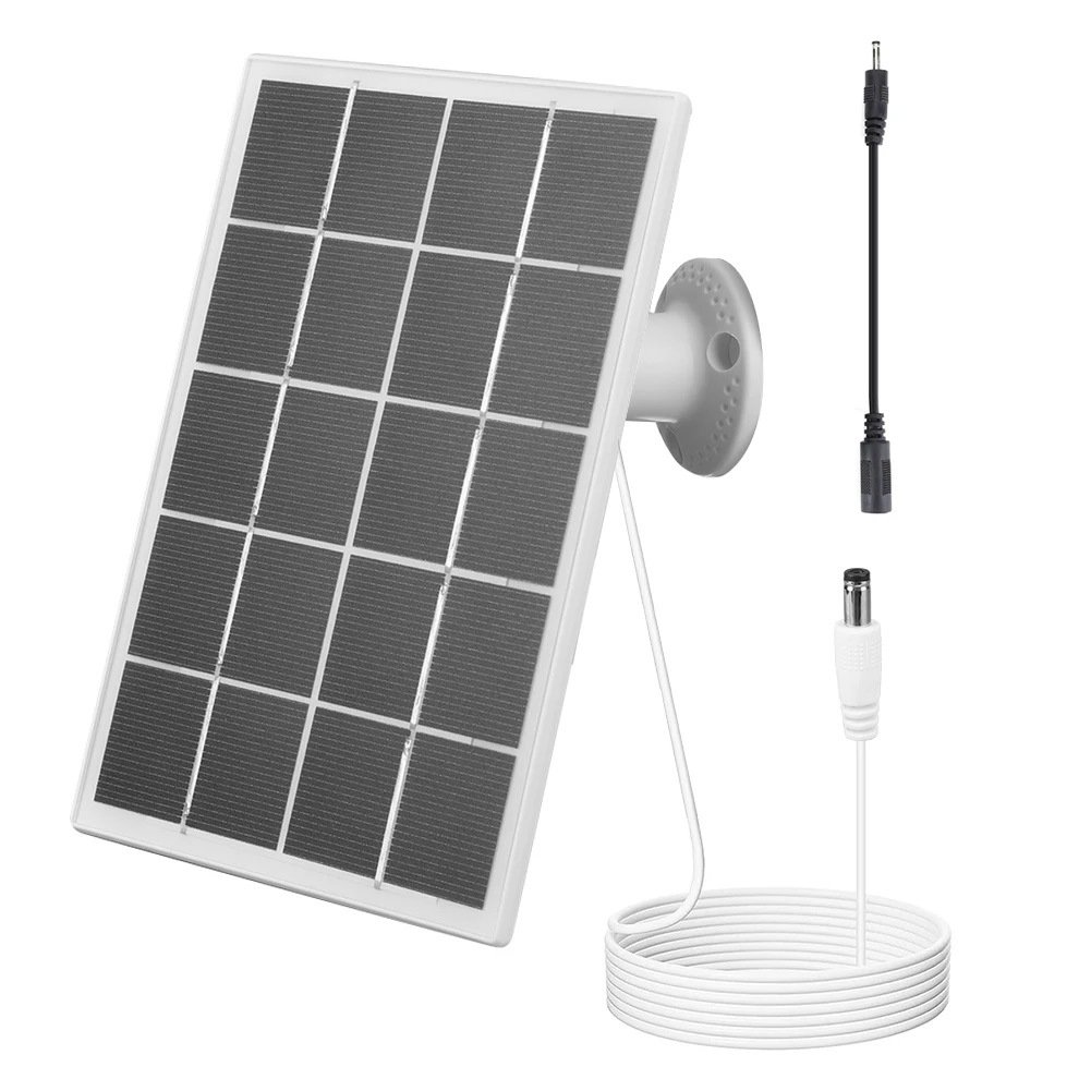 5V 3W Surveillance Camera Doorbell Monocrystalline Solar Charging Panel with Muntiple Interfaces Micro USB/Type C/DC/USB/U Ring