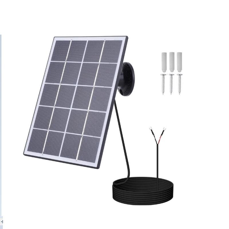 5V 3W Surveillance Camera Doorbell Monocrystalline Solar Charging Panel with Muntiple Interfaces Micro USB/Type C/DC/USB/U Ring