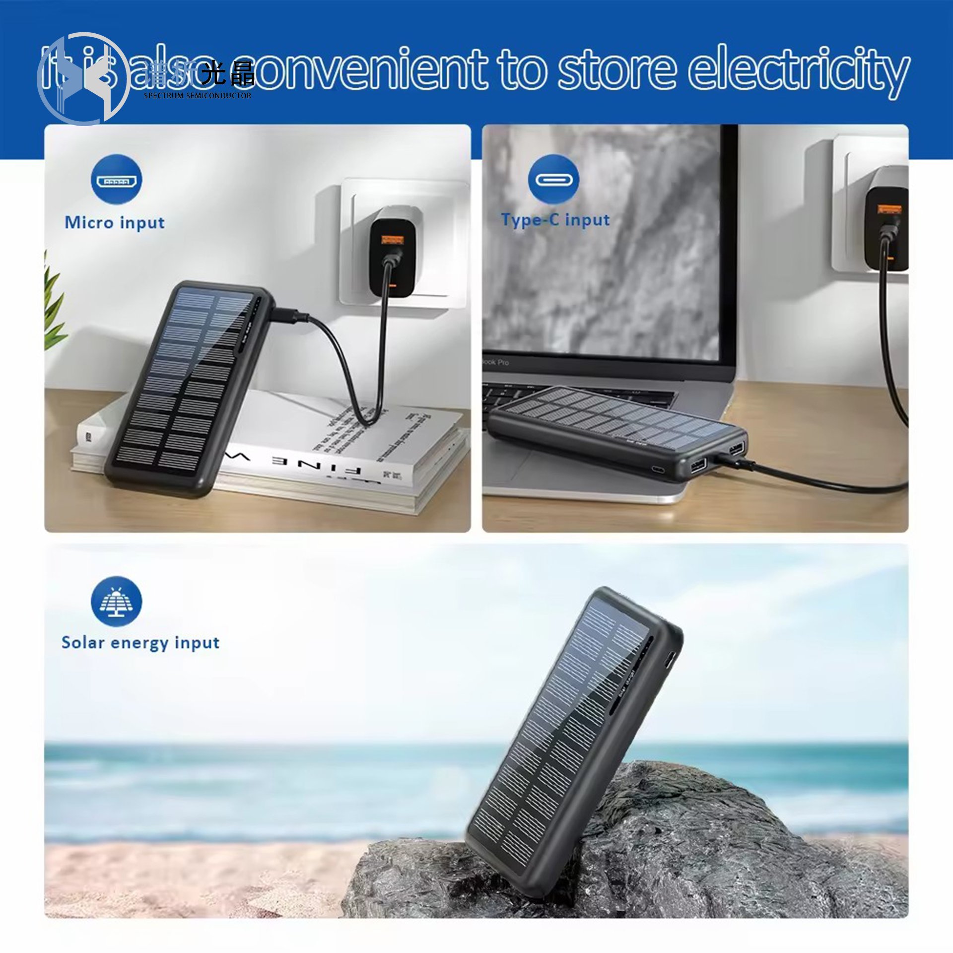 RTS Dropshipping Multi-Purpose Portable 10000Mah 15000Mah 20000Mah 30000Mah Branded Battery Charger Solar Power Bank