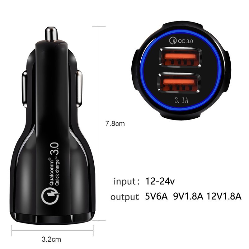 Quick Charge QC 3.0 Wireless Car Charger 6A USB 36W Power Black/White-for Phone Electric Solar 5V Input