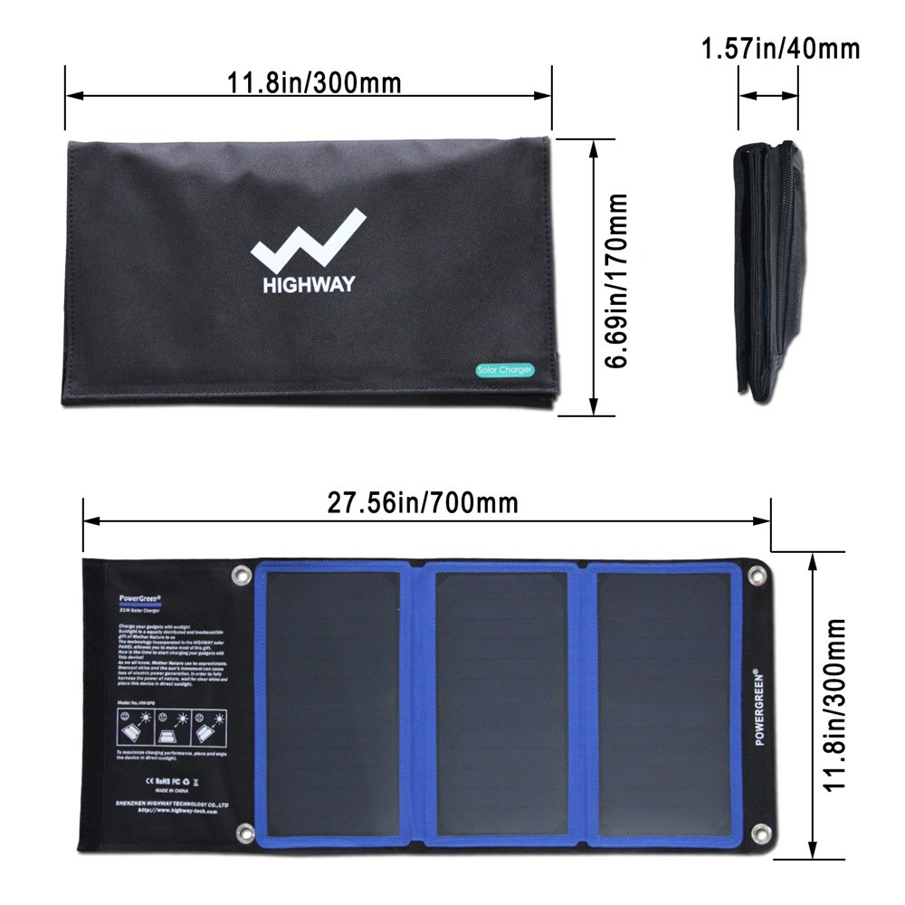 Fast Charging Foldable Mono Solar Panel PowerGreen Solar Portable Charger 5V 2A Solar Cell Charger Panel 21W For Traveling