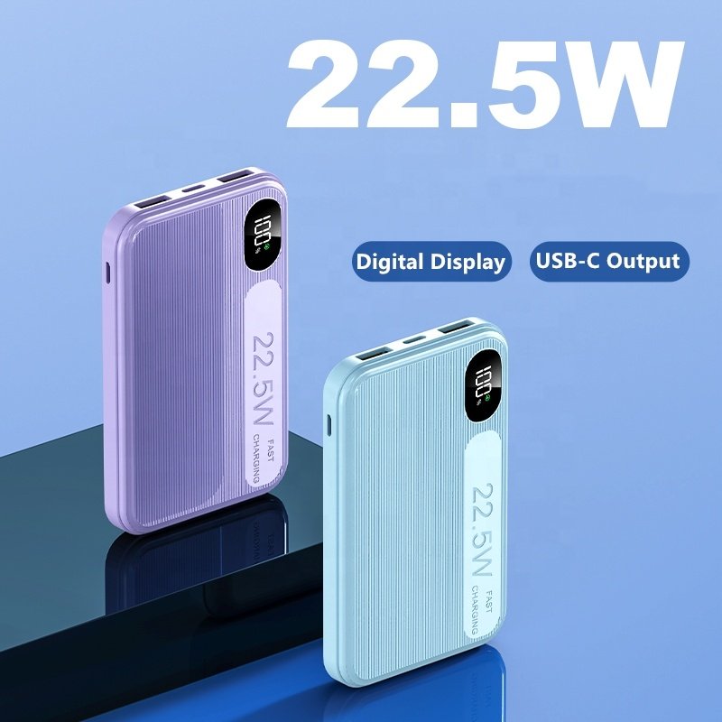 PD22.5W Digital Display Fast Charging Power Bank Ultra Slim Powerbanks Dual USB Mini Power Bank 10000mah Super Fast Charging