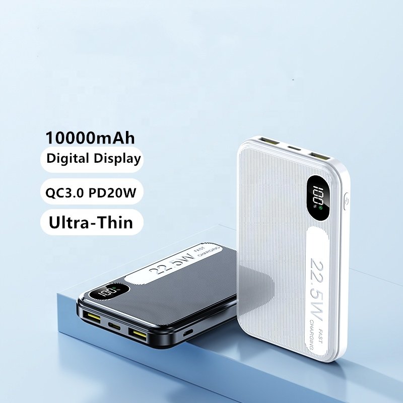 PD22.5W Digital Display Fast Charging Power Bank Ultra Slim Powerbanks Dual USB Mini Power Bank 10000mah Super Fast Charging