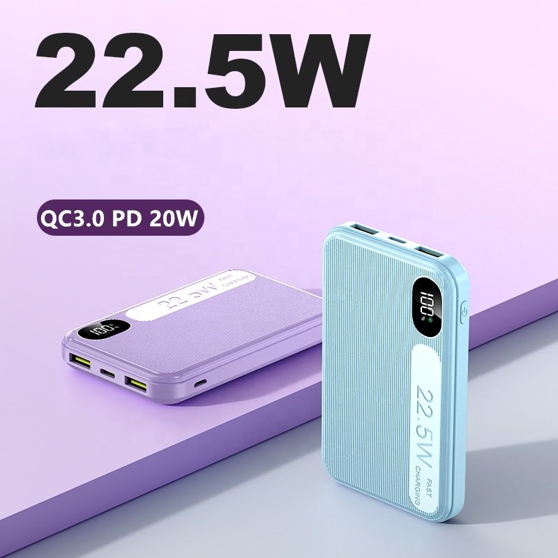 PD22.5W Digital Display Fast Charging Power Bank Ultra Slim Powerbanks Dual USB Mini Power Bank 10000mah Super Fast Charging