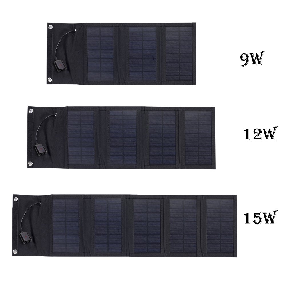 Factory Direct Sale 15W hand-held USB foldable solar panel portable mobile phone charger folding solar panel For Camping
