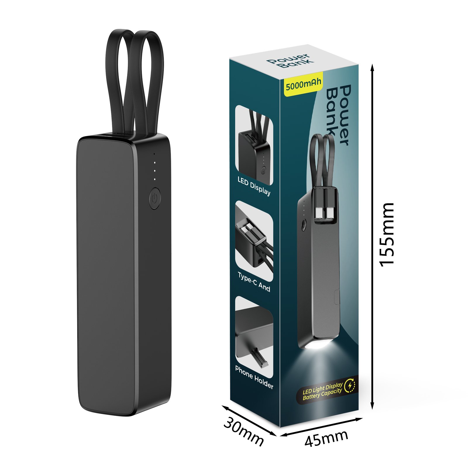 2024 Best Selling Products Wireless Charger OEM Logo Self Cable Power Station Travel Portable Light Outdoor for Gift Promotion