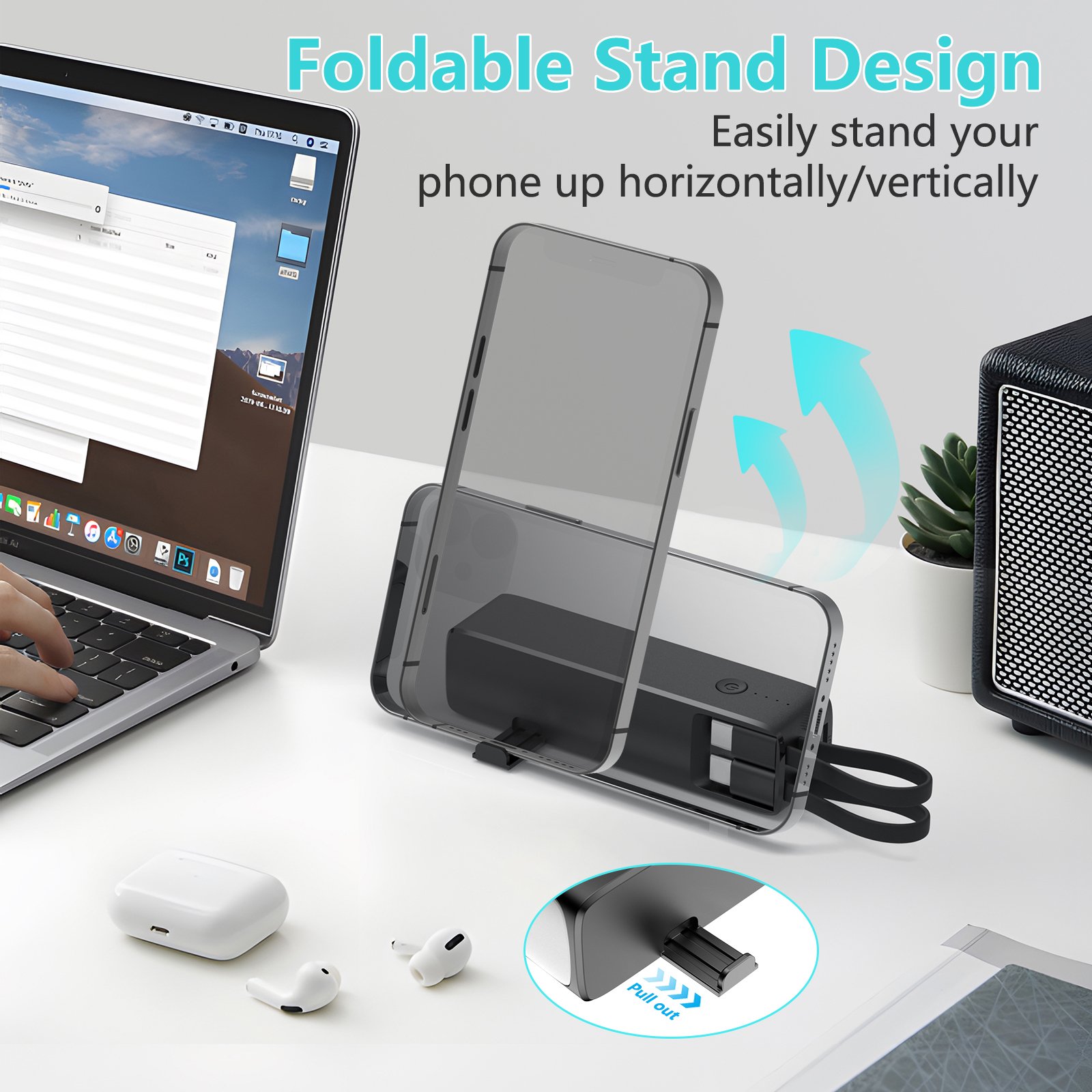 2024 Best Selling Products Wireless Charger OEM Logo Self Cable Power Station Travel Portable Light Outdoor for Gift Promotion