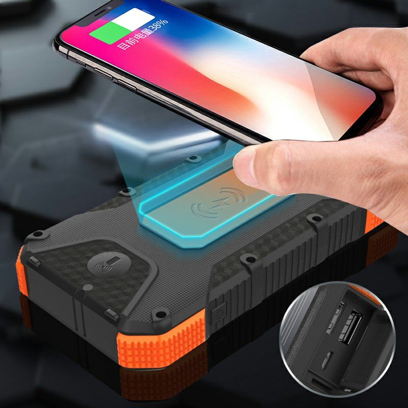 Larger Capacity 20000Mah Outdoor Camping Wireless Charger Solar Charger Power Bank Fast Charging For Mobile Phone Laptop