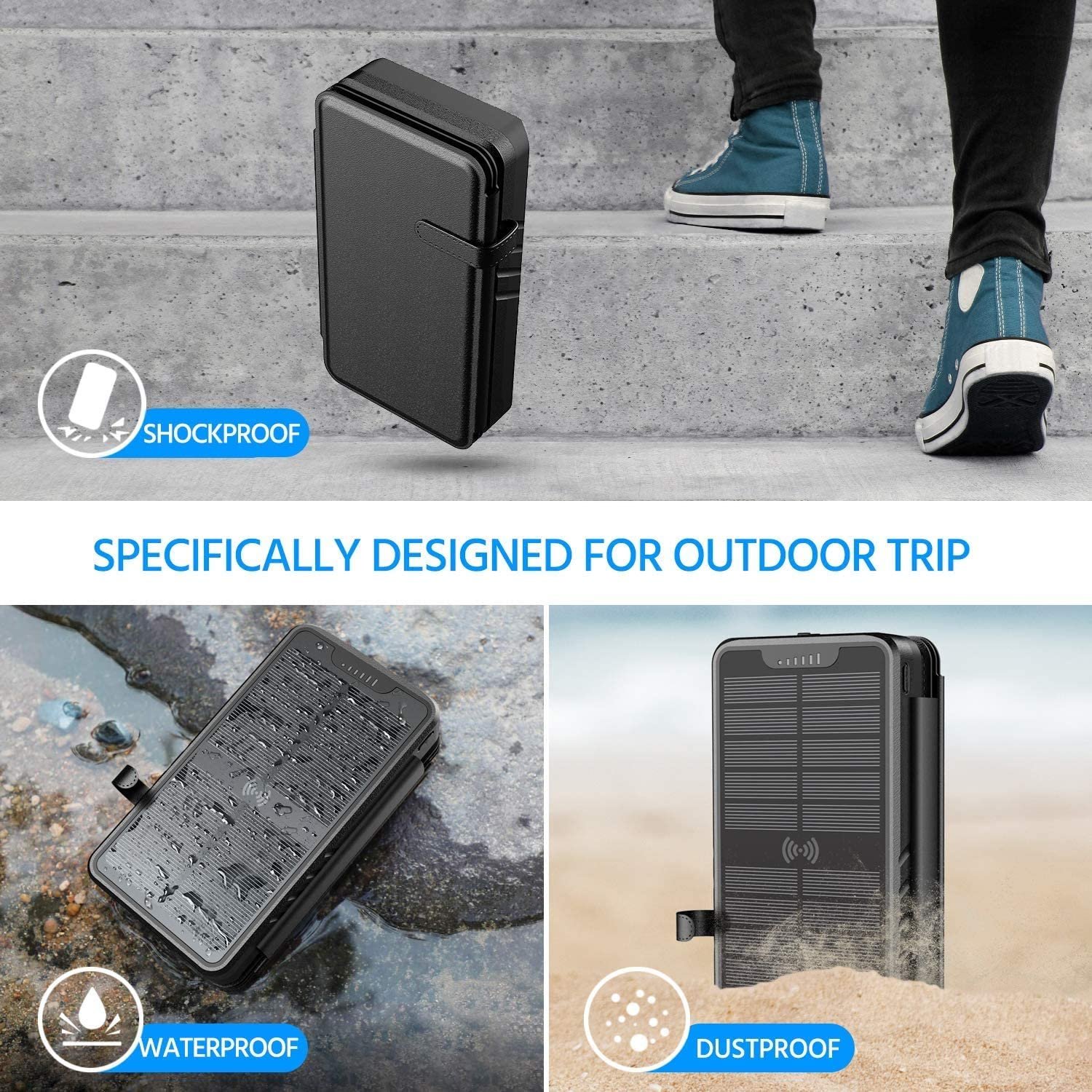 Best Products 18V Usb Powerbank Wireless Charger 10000Mah Foldable Solar Power Bank