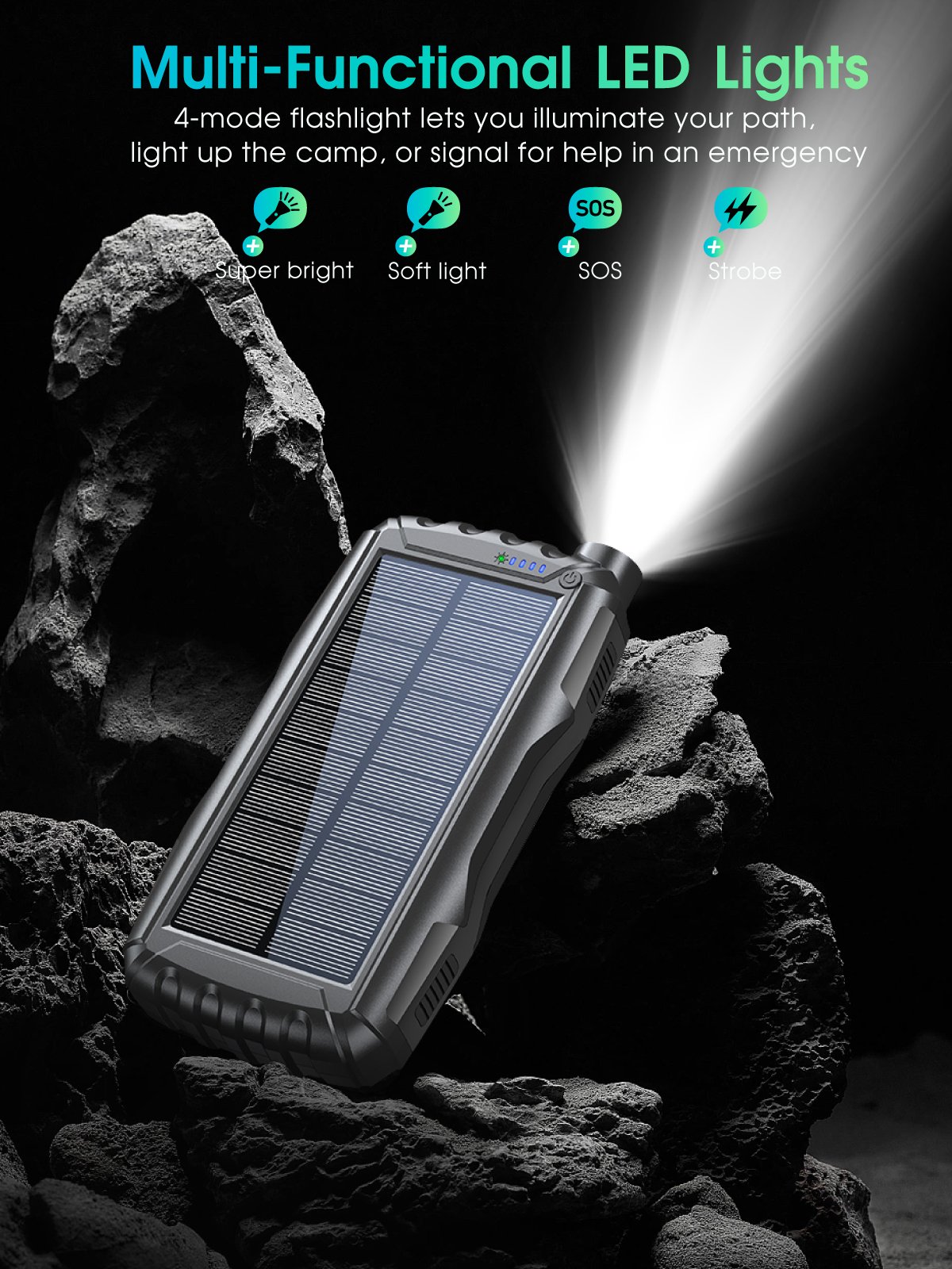 New Product Ideas 2024 OEM Dual USB-C Portable Solar Mobile External Battery Charger Large Capacity 20000mAh Power Bank Solar