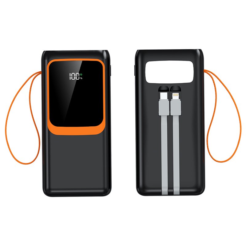 Customized Logo PD22.5W Fast Charging 30000mAh Powerbanks High Capacity 50000mAh Battery Charger With Dual Cable and Flashlight