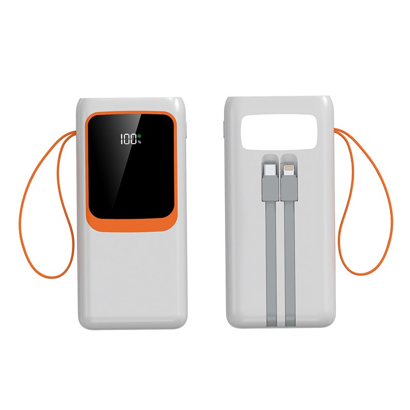 Customized Logo PD22.5W Fast Charging 30000mAh Powerbanks High Capacity 50000mAh Battery Charger With Dual Cable and Flashlight
