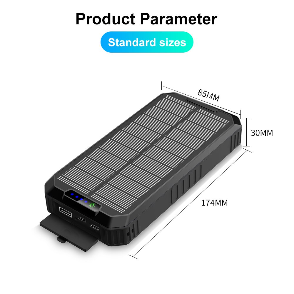 High Quality Waterproof 30000 mah Solar Panel Powerbanks Fast Charging Phone Charger 20000mAh Portable Solar Power Bank