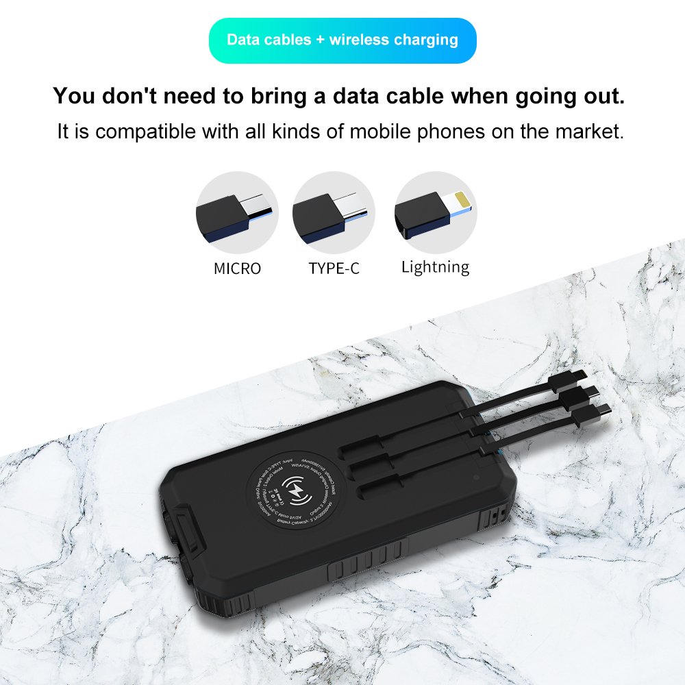 High Quality Waterproof 30000 mah Solar Panel Powerbanks Fast Charging Phone Charger 20000mAh Portable Solar Power Bank