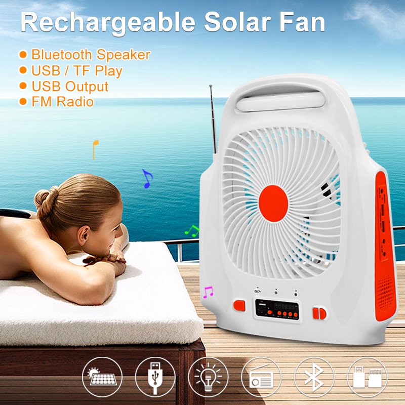 8 Inch Mini Solar Battery for Fan with Light USB and Table Fan Solar Panel Charger for Household Camping