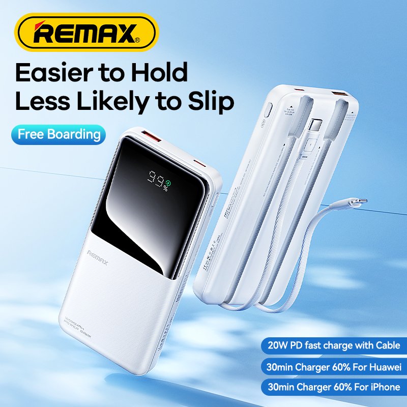 REMAX 20000mah powerbank carregador banco de portability portable battery fast charger power bank 20000mah 10000mah with 2 Cable