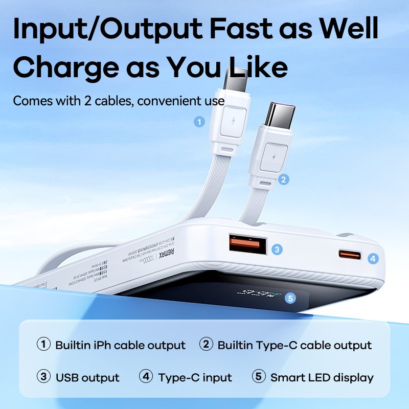 REMAX 20000mah powerbank carregador banco de portability portable battery fast charger power bank 20000mah 10000mah with 2 Cable
