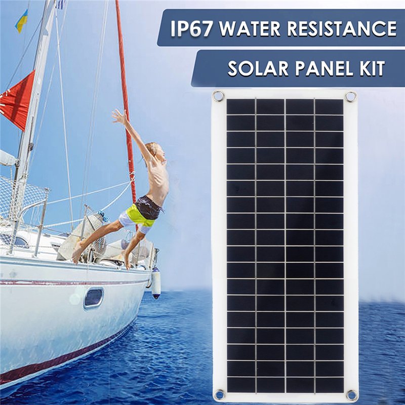 Portable Solar Panel Kit 12V USB Charging Interface Solar Board Charger Waterproof Solar Cells for Mobile Phone RV Car