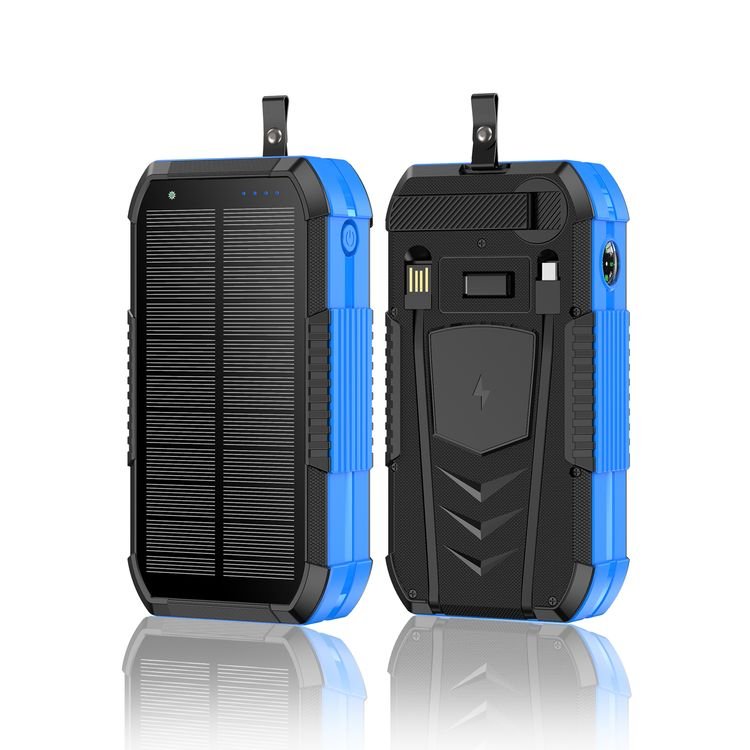 Portable Usb Hand Crank Phone Charger With Compass Outdoor Camping 20000mah 30000mah 40000mah Solar Power Bank With Cables
