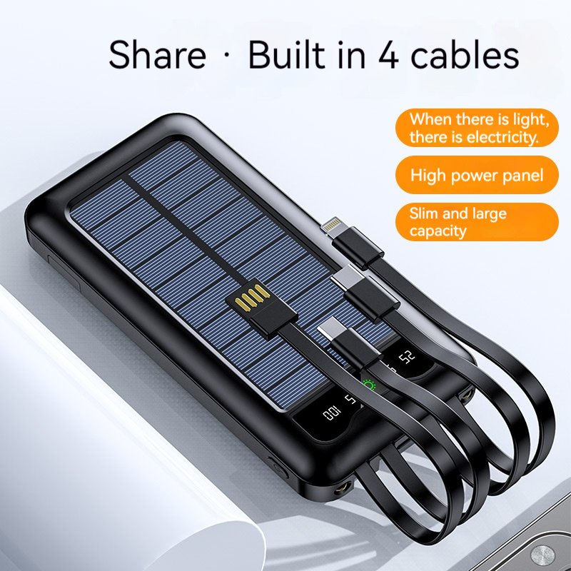Thin Waterproof Portable Solar Powerbank 10000mAh Charger Power Bank 10000mAh Flash Light Solar Power Banks Charger With Stand