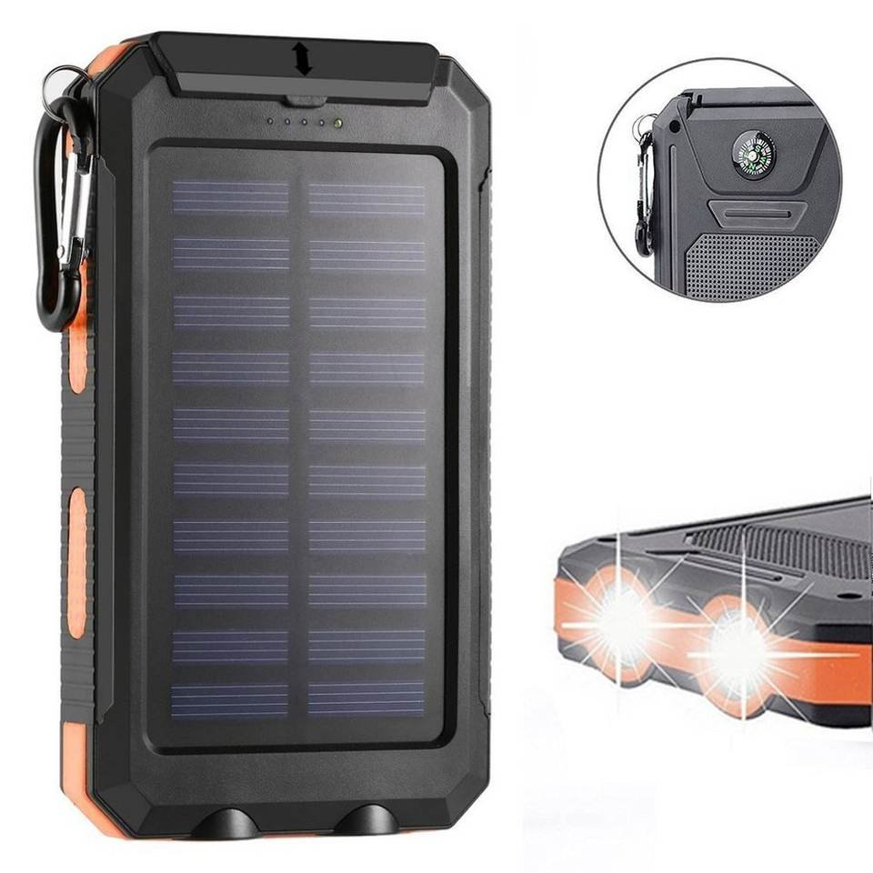 Solar Power Bank Dual USB 10000mAh Waterproof Wireless PowerBank Solar Mobile Phone Charger Solar Cargador For Phone