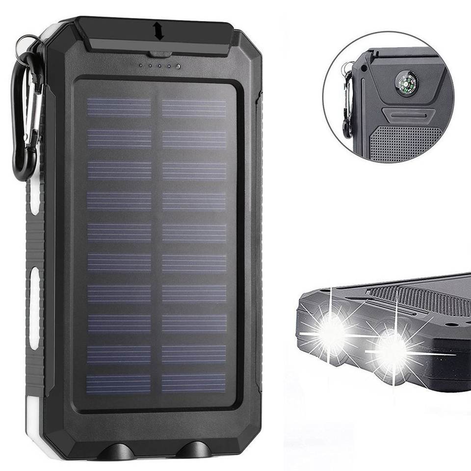 Solar Power Bank Dual USB 10000mAh Waterproof Wireless PowerBank Solar Mobile Phone Charger Solar Cargador For Phone