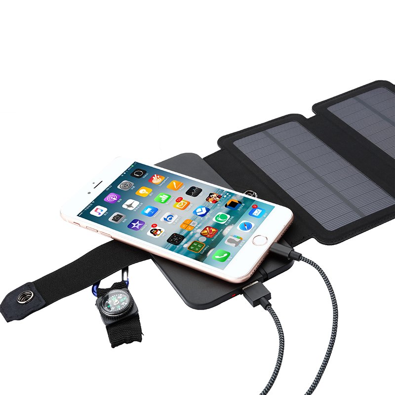 SS008PL 10000mAh customized logo solar power bank foldable 5 solar panels portable power bank for phone