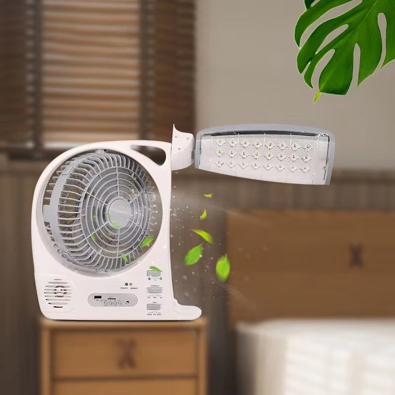 Portable 8-Inch Solar Panel with FM Radio Speaker and LED Study Desk Lamp Table Fans Product Category