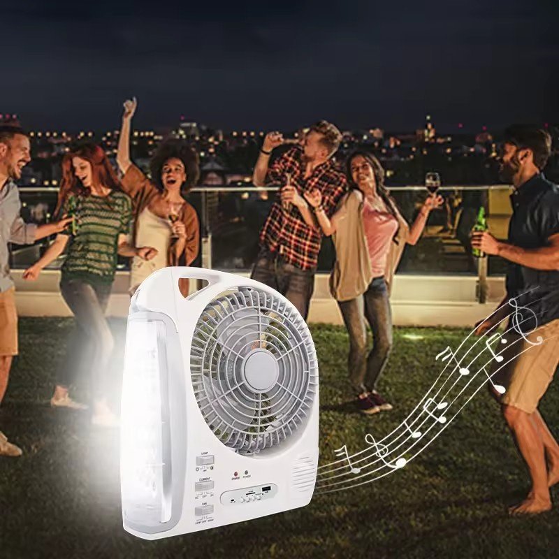 Portable 8-Inch Solar Panel with FM Radio Speaker and LED Study Desk Lamp Table Fans Product Category