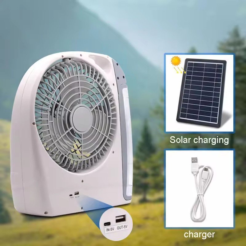Portable 8-Inch Solar Panel with FM Radio Speaker and LED Study Desk Lamp Table Fans Product Category
