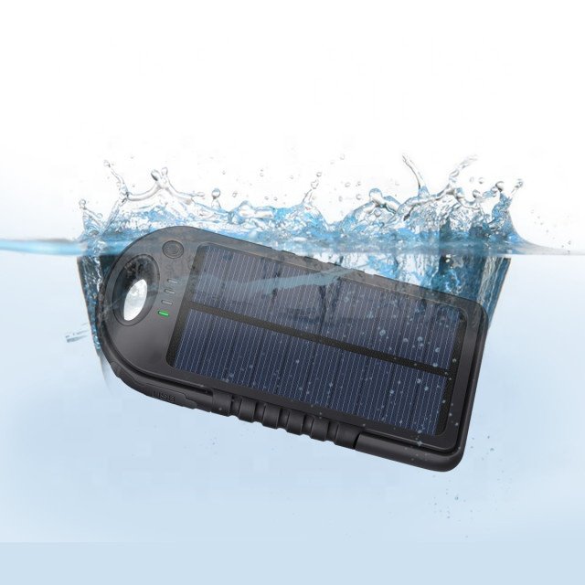 Wholesale Dual USB waterproof ABS+PVC 5000mAh Portable battery solar power bank charger