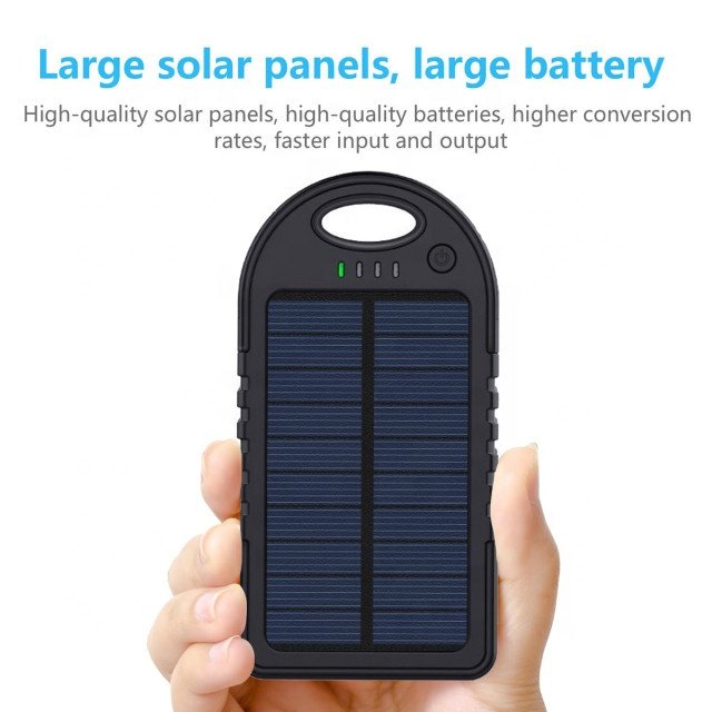 Wholesale Dual USB waterproof ABS+PVC 5000mAh Portable battery solar power bank charger