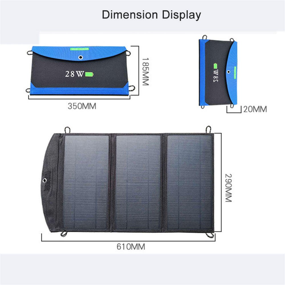 21W 28W Foldable Fabric backpack Solar Cell Portable Charger USB Solar Panel for Bags