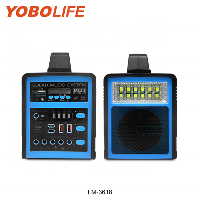 Emergency Back Up Outdoor Picnic Solar Charger Lead Acid Battery Portable Light System 12V Solar Home System With Bluetooth Mp3