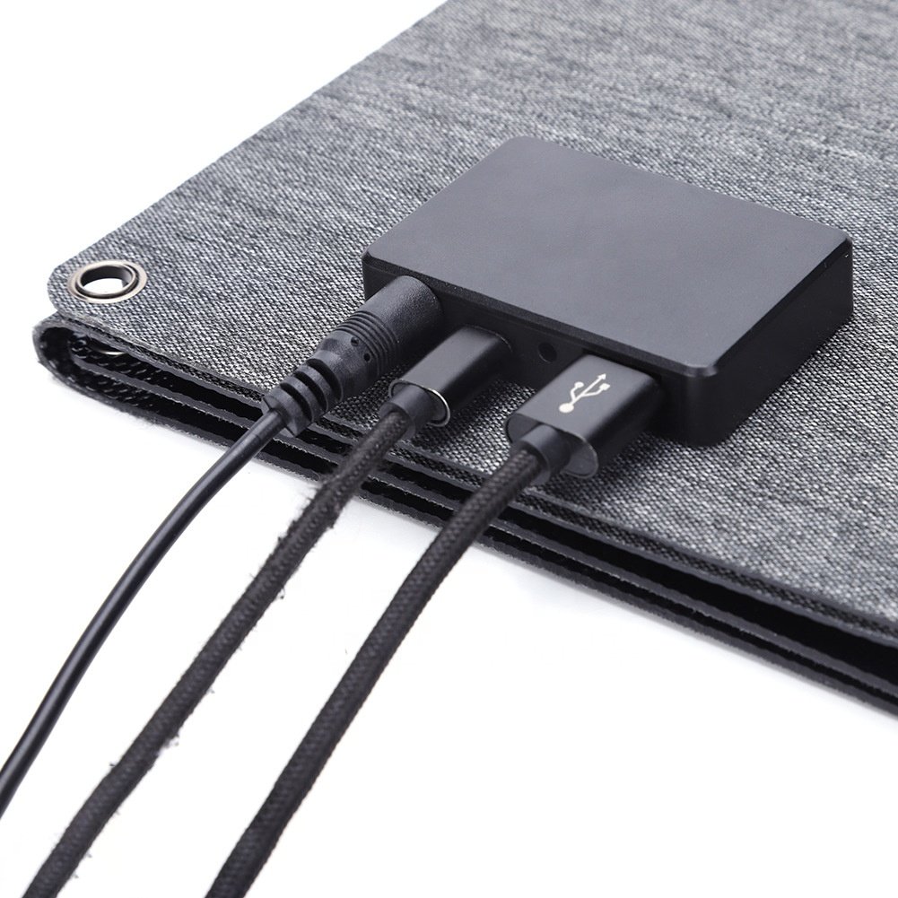 30W Foldable ETFE Solar Panel Charger USB /5V Type-c / DC 18V Waterproof Portable Solar Bag for Mobile Phone Outdoor Camping