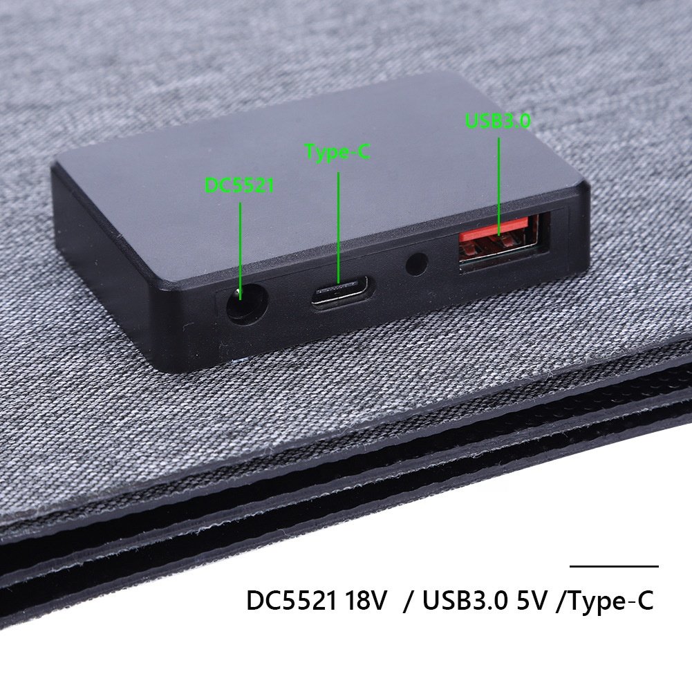 30W Foldable ETFE Solar Panel Charger USB /5V Type-c / DC 18V Waterproof Portable Solar Bag for Mobile Phone Outdoor Camping