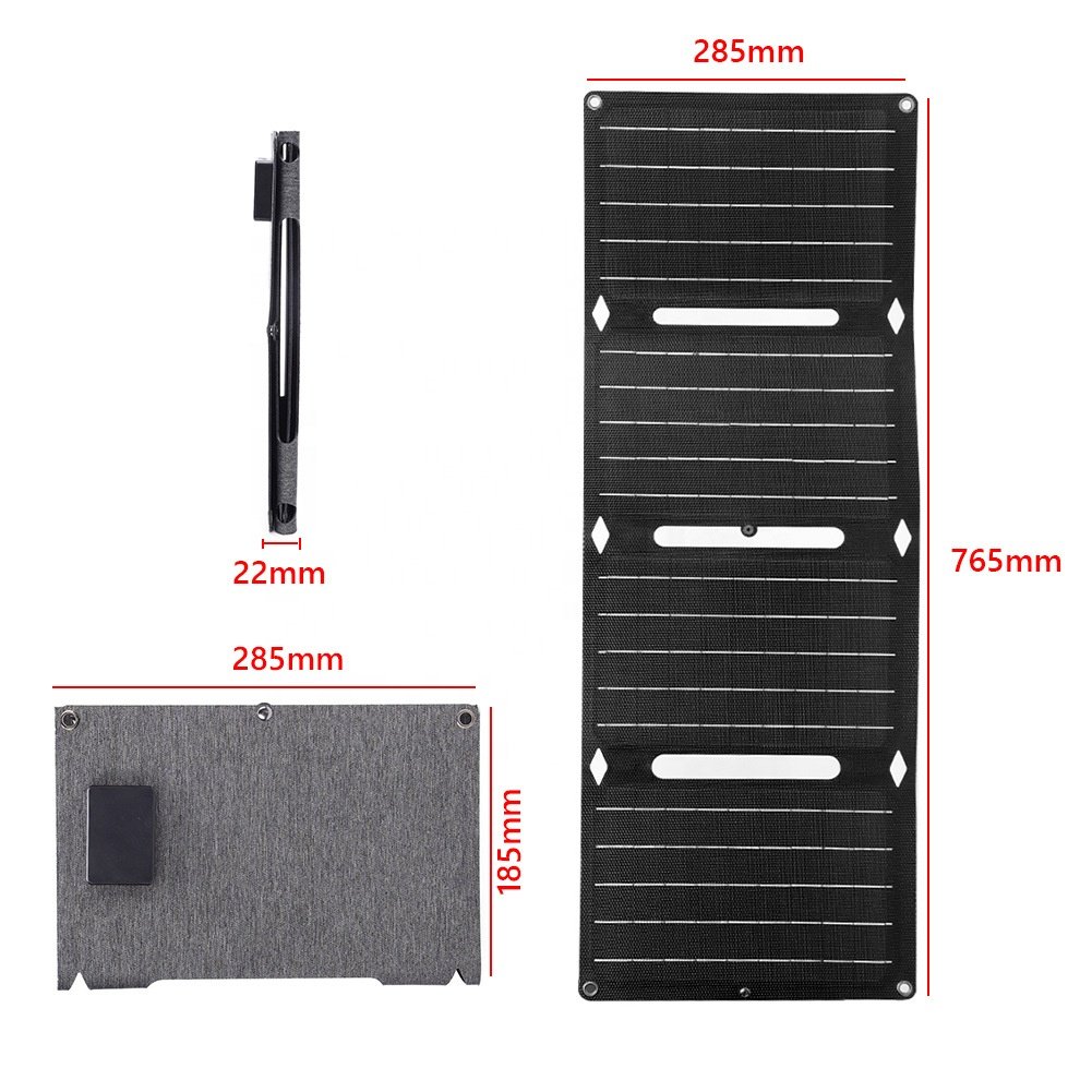 30W Foldable ETFE Solar Panel Charger USB /5V Type-c / DC 18V Waterproof Portable Solar Bag for Mobile Phone Outdoor Camping