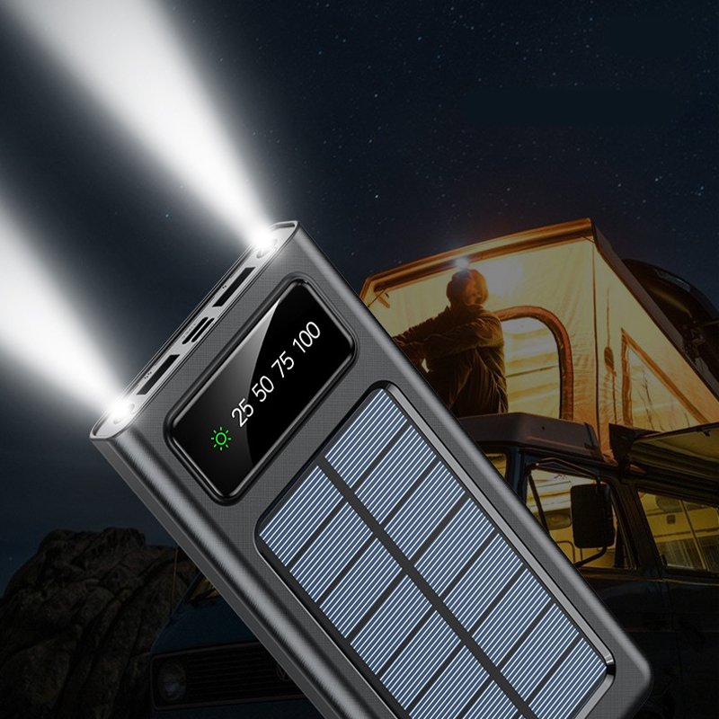 New Products Solar Power Bank 10000mah 20000amh 30000mah Charging Built In Cable Usbc Portable Power Bank Charger
