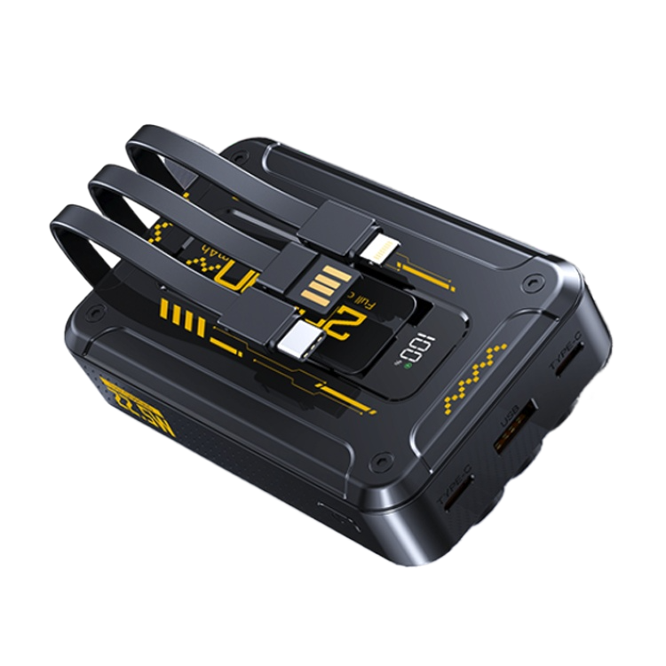 PD22.5W Fast Charger Large Capacity Power Bank Creative Cool Mecha Wind 20000 Mah Black Li-polymer Battery Ultra Slim Powerbank