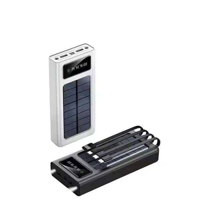 High Capacity Solar Power Bank Charger treasure mobile power LED digital display with line portable charging treasure